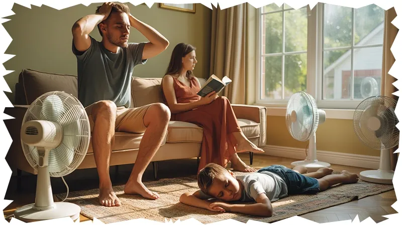 Family in an Edmonton heat wave